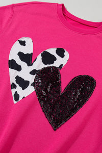 Graphic Sweatshirt | Strawberry Pink Double Heart Patch