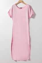 Load image into Gallery viewer, Maxi Dress | T Shirt Pink V Neck Dress
