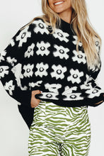 Load image into Gallery viewer, White Printed Retro Flower Pattern Knit Fuzzy Sweater | Tops/Sweaters &amp; Cardigans
