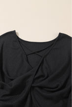 Load image into Gallery viewer, Waffle Knit Top | Black Sequin Patchwork Sleeve Open Back
