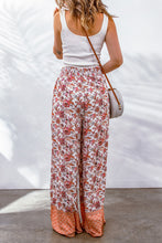 Load image into Gallery viewer, Fiery Red Floral Print Shirred High Waist Wide Leg Pants | Bottoms/Pants &amp; Culotte
