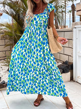 Load image into Gallery viewer, Ruffled Printed Cap Sleeve Midi Dress
