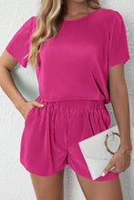 Load image into Gallery viewer, Pink Shorts Set | Casual Pleated Short Two-Piece Set

