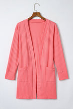 Load image into Gallery viewer, Pink Open Front Pocketed Knit Cardigan | Tops/Sweaters &amp; Cardigans
