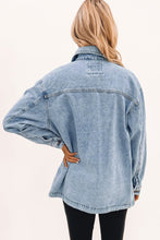 Load image into Gallery viewer, Sky Blue Acid Wash Flap Pocket Boyfriend Shacket | Outerwear/Denim jackets
