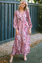 Load image into Gallery viewer, Boho Maxi Dress | Paisley Print V Neck Empire Waist
