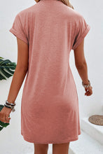 Load image into Gallery viewer, T-Shirt Dress | Rose Pink Center Seam Rolled Cuffs
