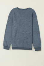 Load image into Gallery viewer, Pullover Sweatshirt | Blue Solid Ribbed Knit Round Neck
