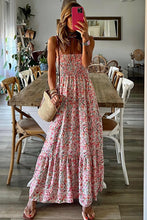 Load image into Gallery viewer, White Boho Floral Smocked Ruffled Maxi Dress | Dresses/Maxi Dresses
