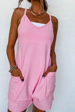 Load image into Gallery viewer, Pink Sleeveless Pocketed V Neck Jersey Romper | Bottoms/Jumpsuits &amp; Rompers
