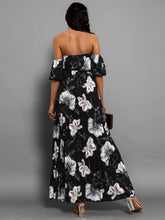 Load image into Gallery viewer, Off Shoulder Midi Dress | Pleated Floral Short Sleeve Dress
