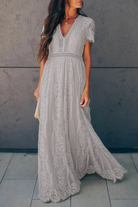 Gray Blue Fill Your Heart Lace Maxi Dress