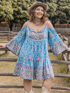 Plus Size Mini Dress | Long Sleeve Print Dress