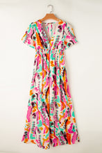 Load image into Gallery viewer, Pink Boho Tie-dye Print V Neck Maxi Dress | Dresses/Maxi Dresses
