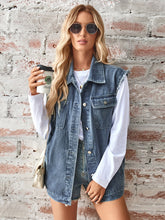 Load image into Gallery viewer, Denim Jacket | Raw Hem Sleeveless Button Up Jacket
