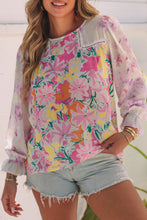 Load image into Gallery viewer, Purple Floral Patchwork Lace Trim Blouse | Tops/Blouses &amp; Shirts
