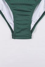 Load image into Gallery viewer, Blackish Green Ruched U Neck Ribbed Tankini | Swimwear/Tankinis
