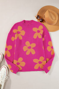 Flower Sweater | Round Neck Long Sleeve Sweater