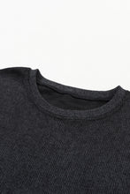 Load image into Gallery viewer, Pullover Sweatshirt | Black Solid Ribbed Knit Round Neck
