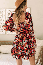 Load image into Gallery viewer, Multicolour Smocked High Waist Long Sleeve Floral Dress | Dresses/Floral Dresses
