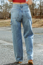 Load image into Gallery viewer, Sky Blue Cool Cargo Style Wide Leg Jeans | Bottoms/Jeans
