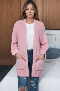 Pink Oversized Fold Over Sleeve Sweater Cardigan | Tops/Sweaters & Cardigans