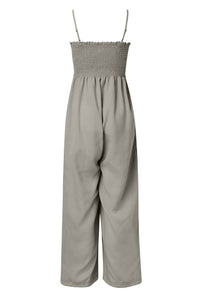 Womens Jumpsuit | Smocked Spaghetti Strap Wide Leg Jumpsuit | jumpsuit