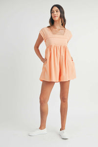 Romper | Square Neck Lace Trim Romper