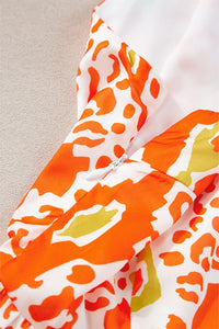 Maxi Dress | Orange Leopard Color-Block Dress