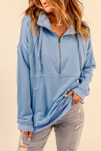 Load image into Gallery viewer, Cotton Pocketed Half Zip Pullover Sky Blue Sweatshirt | Tops/Sweatshirts &amp; Hoodies
