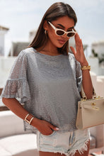 Load image into Gallery viewer, Gray Ruffled Sleeves Sequin Blouse | Tops/Blouses &amp; Shirts
