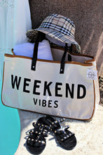 Load image into Gallery viewer, White WEEKEND VIBES Canvas Tote
