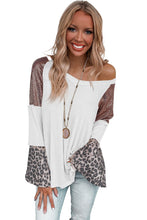 Load image into Gallery viewer, White Sequin Patchwork Bell Sleeve V Neck Tunic Top | Tops/Long Sleeve Tops
