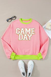 GAME DAY Sweatshirt | Letter Graphic Long Sleeves