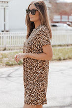 Load image into Gallery viewer, Leopard Print Short Sleeve A-line Mini Dress
