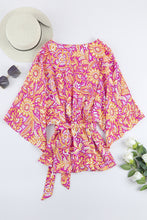 Load image into Gallery viewer, Boho Floral Print Belted Surplice Blouse | Tops/Blouses &amp; Shirts
