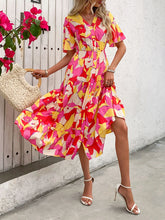 Load image into Gallery viewer, Flutter Sleeve Dress | Printed V-Neck Midi Dress
