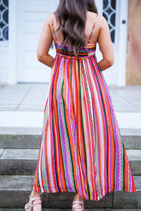 Multicolour Striped Thin Straps Smocked Back Boho Maxi Dress | Dresses/Maxi Dresses