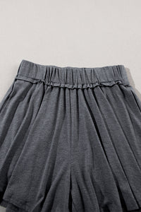 Summer Culotte Shorts | Gray Elastic Waist Culotte Shorts