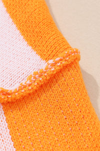 Orange Checkered Bishop Sleeve Sweater | Tops/Sweaters & Cardigans