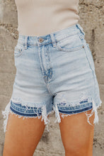 Load image into Gallery viewer, Light Blue Vintage Washed Raw Edge Jean Shorts | Bottoms/Denim Shorts
