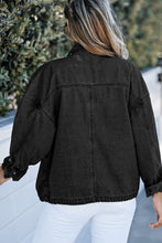 Load image into Gallery viewer, Drawstring Snap Down Denim Jacket with Chest Pockets
