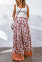 Load image into Gallery viewer, Fiery Red Floral Print Shirred High Waist Wide Leg Pants | Bottoms/Pants &amp; Culotte
