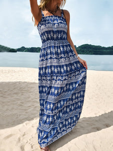 Maxi Dress | Printed Square Neck Sleeveless Maxi Dress