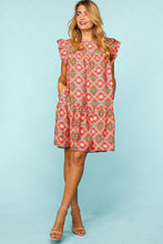 Load image into Gallery viewer, Ruffled Printed Dress | Full Size Ruffled Dress with Side Pockets
