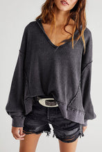 Load image into Gallery viewer, Gray Oversized Drop Shoulder Thermal Knit Top
