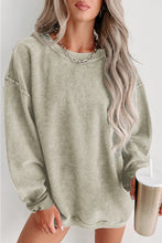 Load image into Gallery viewer, Pullover Sweatshirt | Green Solid Ribbed Knit Round Neck
