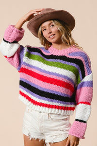 Multi Color Cropped Sweater