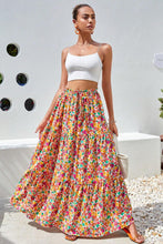 Load image into Gallery viewer, Yellow Boho Floral Print Tiered Long Skirt | Bottoms/Skirts &amp; Petticoat
