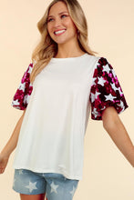 Load image into Gallery viewer, Bubble Sleeve | Star Sequin Short Sleeve Top
